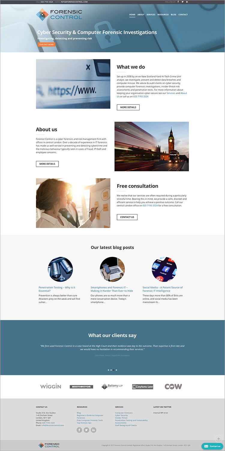 Homepage Site Forensic Control